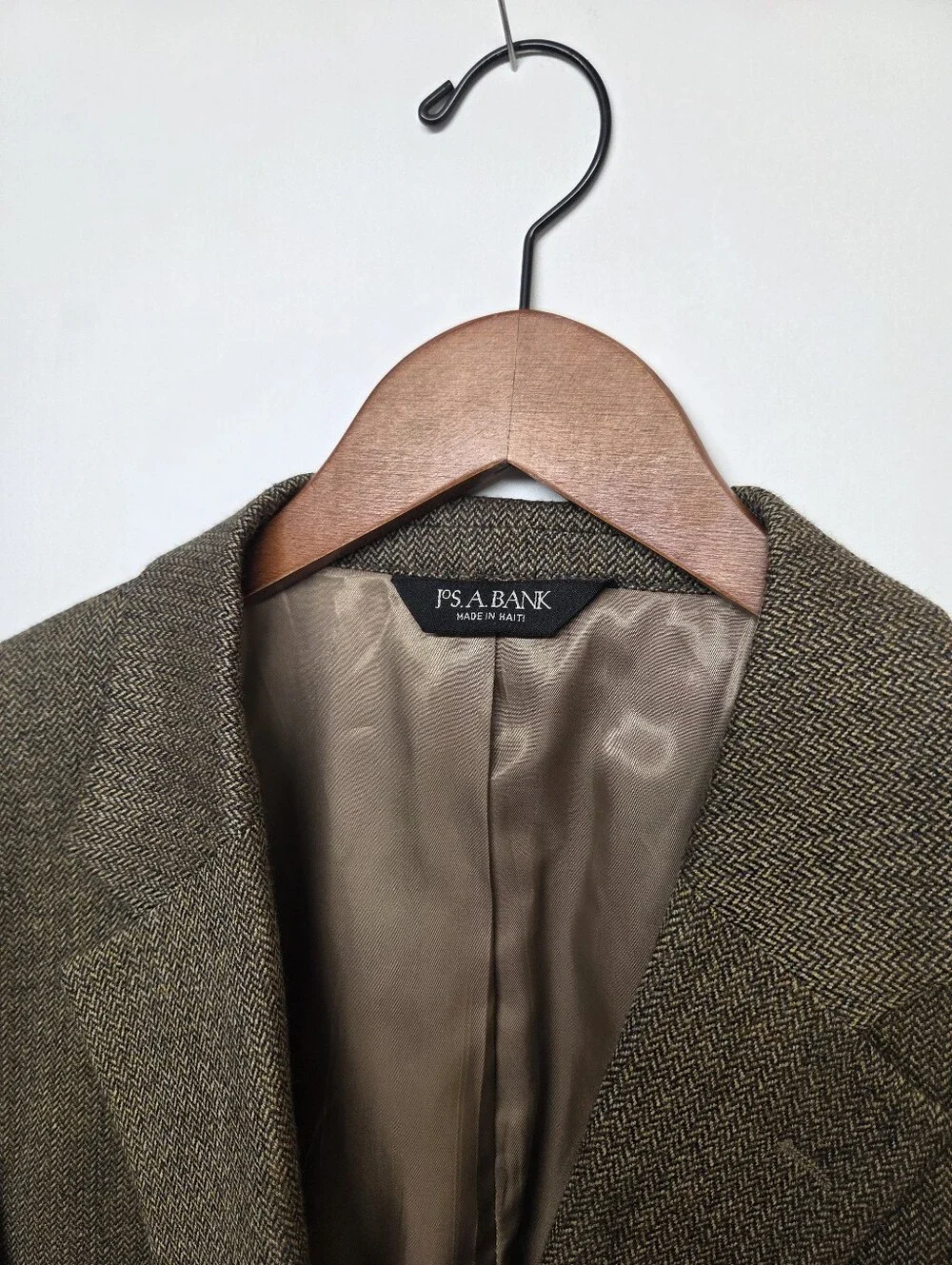 Jos. A. Bank 44R Brown Herringbone Tweed Sport Coat 100% Wool